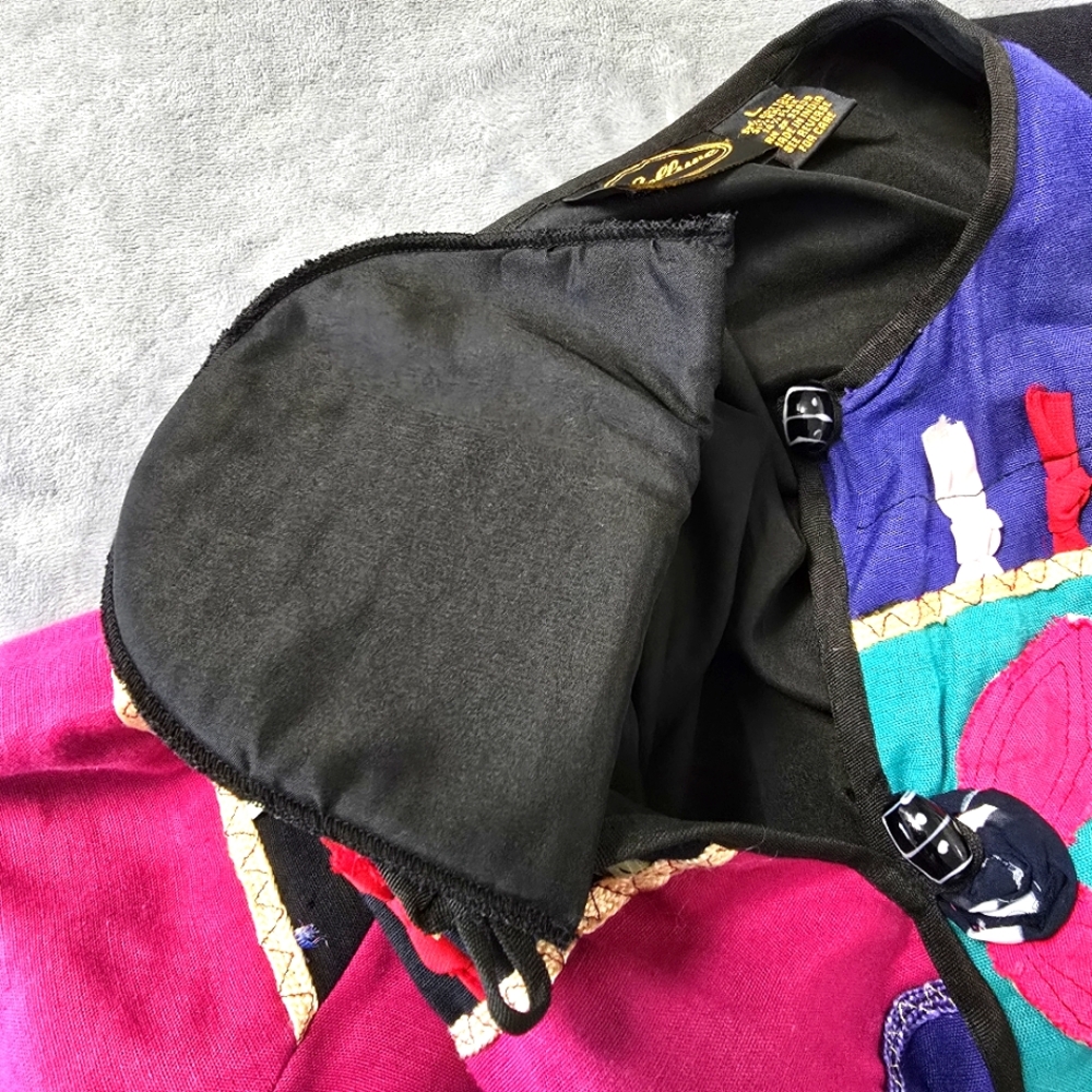 VTG Allure Patchwork Art to Wear Artsy Womens Jacket Size L Boho Chic Cottage - Picture 9 of 13